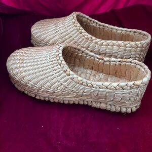 Vintage Chinese Woven Straw Slip-On Shoes NWOT Brand New Men/Women - Home Decor